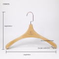 DLW215 Fashion wooden hanger natural color suits /coat display hanger wooden hanger with anti-slip paint at two ends